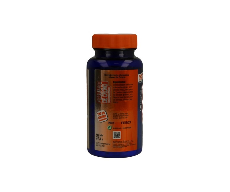 Picolinato de Cromo 125 comprimidos de 300mg Mega Plus