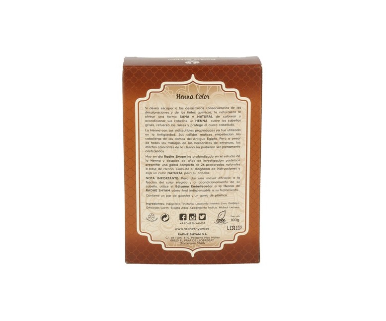 Henna color Castaño medio 100 g Radhe Shyam