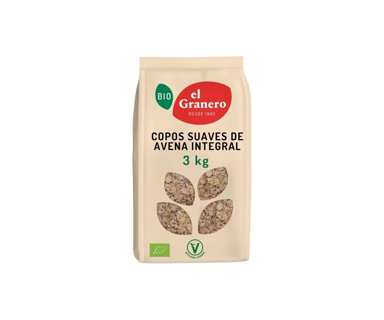 Copos suaves de avena integral Bio 3 kg El Granero Integral