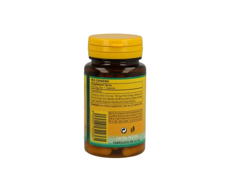 Ginseng Rojo (Ext. seco) 50 cápsulas de 500mg Nature essential