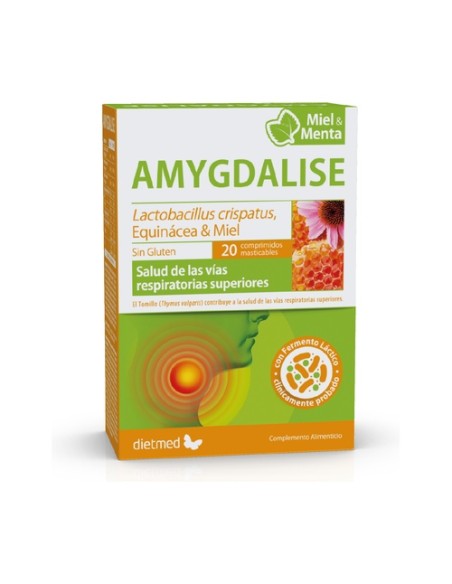 Amygdalise menta vías respiratorias 20 comprimidos masticables Dietmed