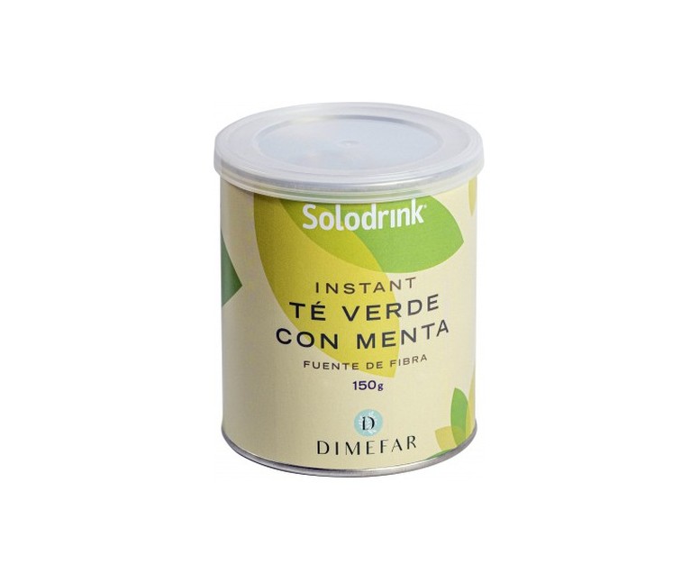 Solodrink Té Verde, Fibra, Menta Bote 150 g de polvo Dimefar