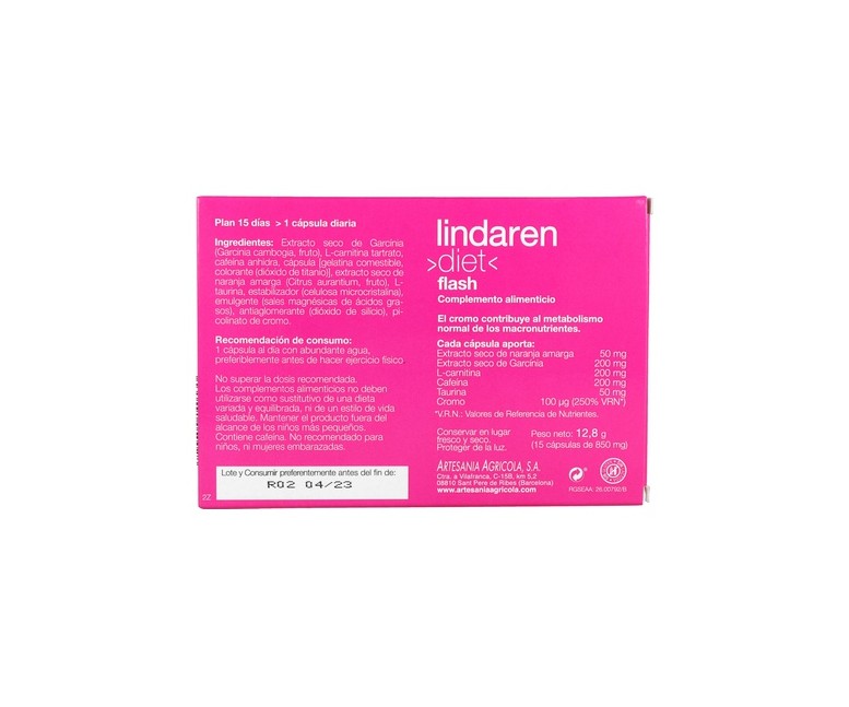 Lindaren Diet Flash 15 cápsulas Plantis