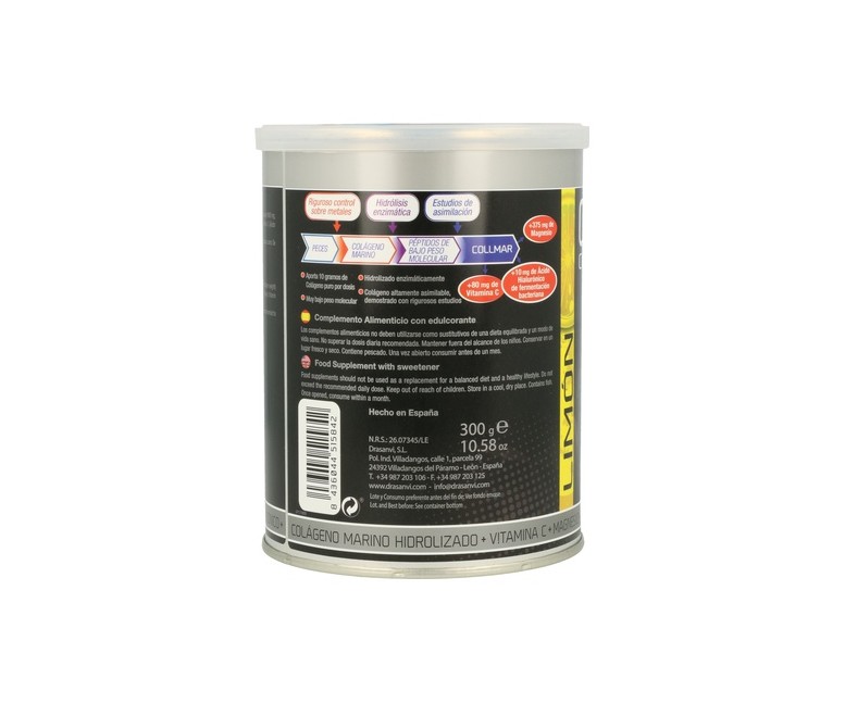 Collmar colágeno marino con magnesio (sabor limón) 300 g de polvo (Limón) Drasanvi