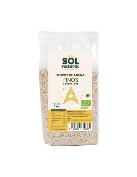 Copos de avena integral finos formato familiar Bio 1 kg Sol Natural