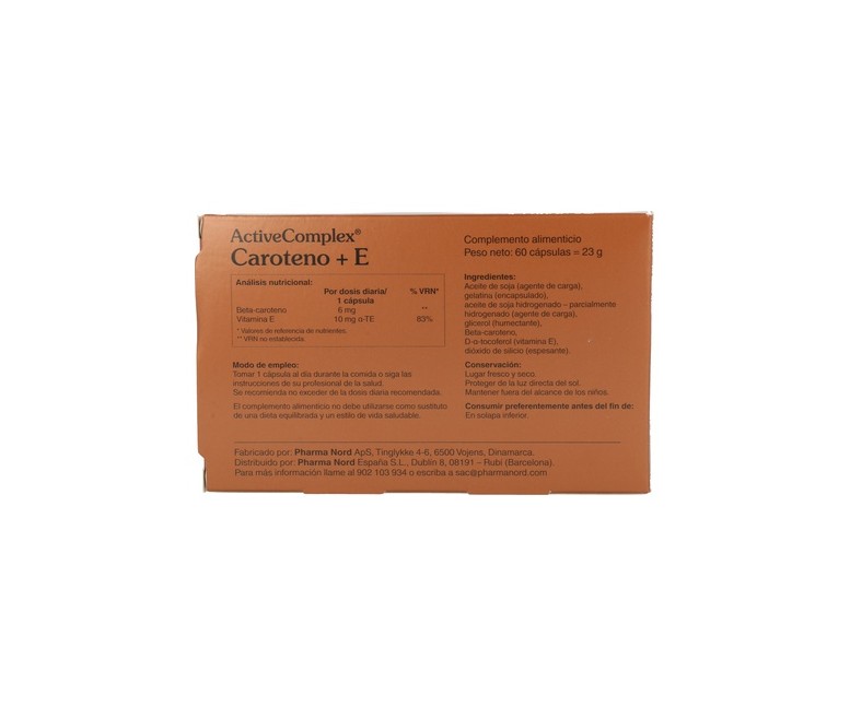 Activecomplex Caroteno + E 60 comprimidos Pharma Nord