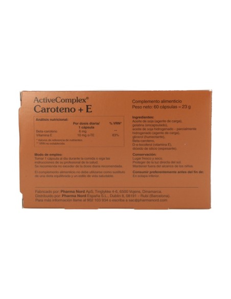 Activecomplex Caroteno + E 60 comprimidos Pharma Nord