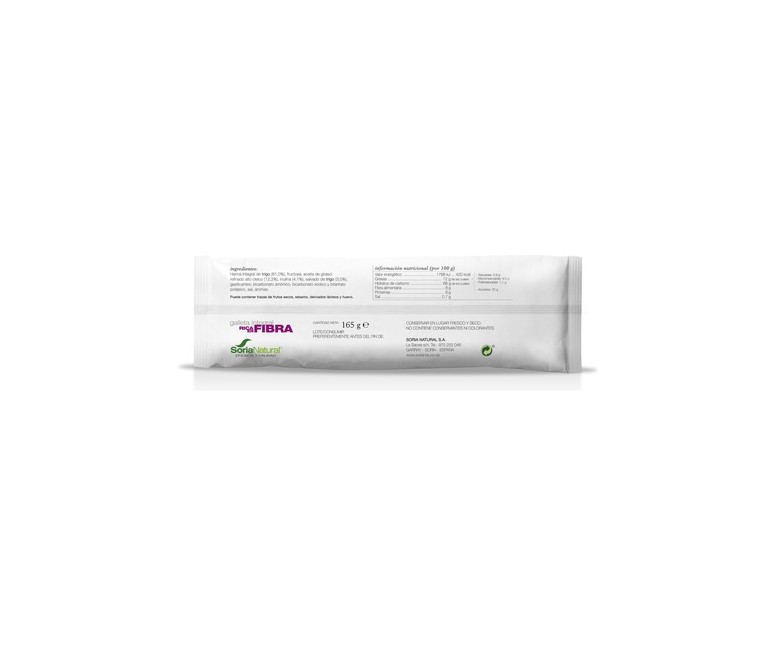 Galleta integral rica en fibra 165 g Soria Natural