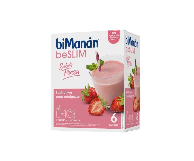Batido Sustitutivo de Fresa 6 unidades de 55g biManán