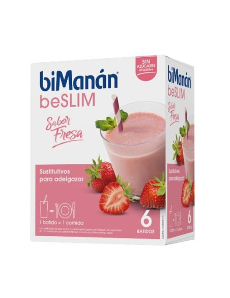 Batido Sustitutivo de Fresa 6 unidades de 55g biManán
