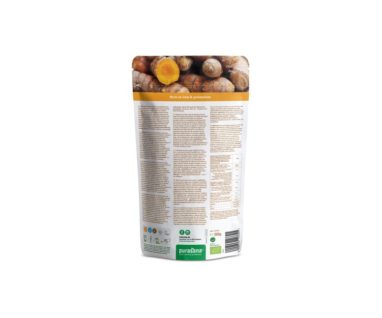 Cúrcuma en polvo vegana bio 200 g de polvo Purasana