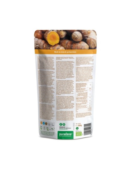Cúrcuma en polvo vegana bio 200 g de polvo Purasana