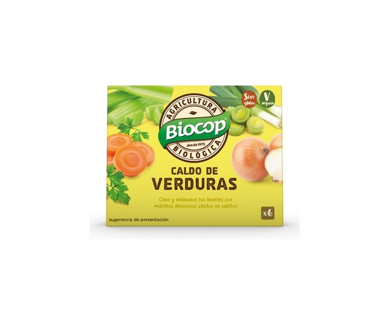 Caldo Vegetal en Cubitos con Sal 6 unidades de 10g Biocop