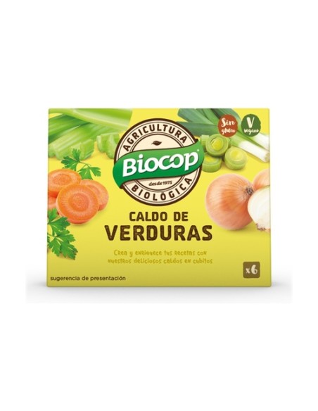 Caldo Vegetal en Cubitos con Sal 6 unidades de 10g Biocop