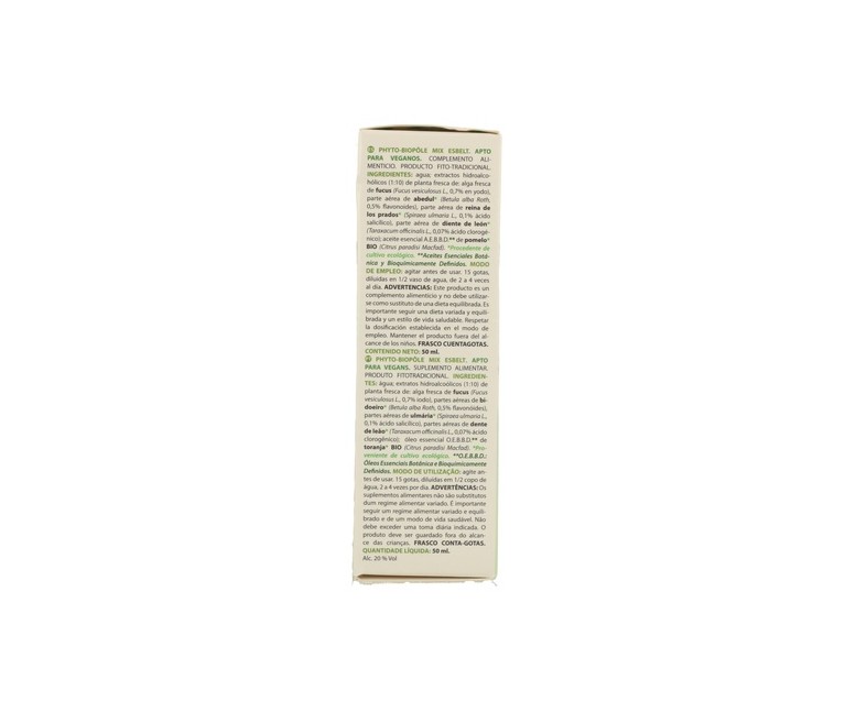 Phytobiopole Mix Esbelt 5 (Retención y Celulitis) 50 ml Intersa