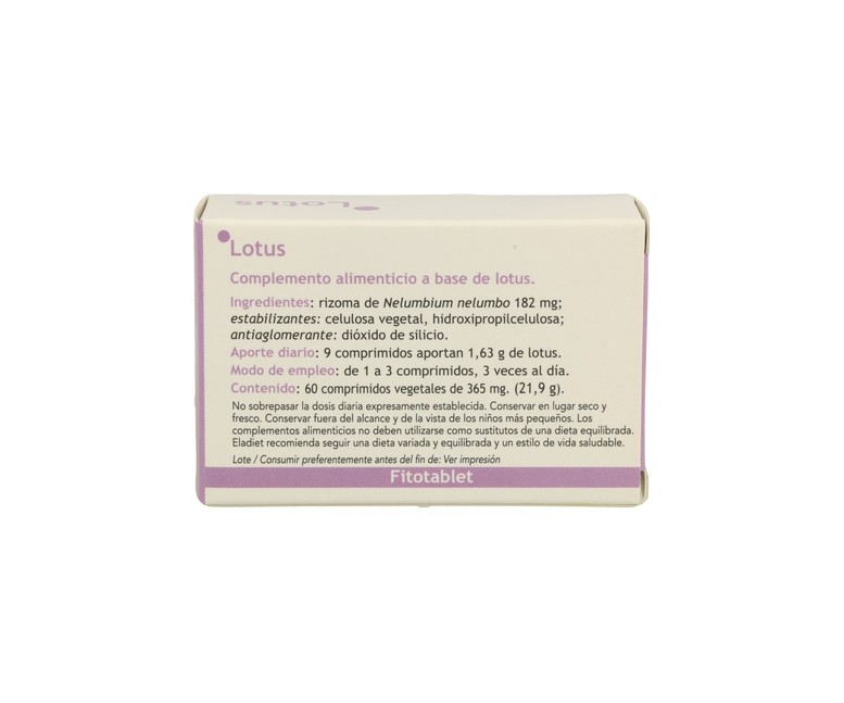 Lotus 60 comprimidos de 365mg Eladiet