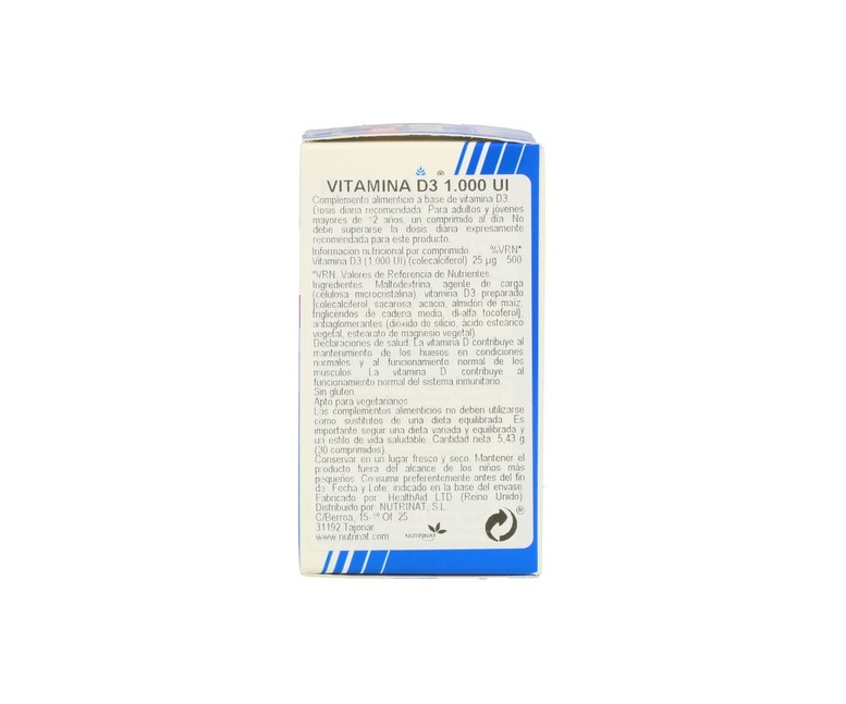 Vitamina D3 1000 iu 30 comprimidos Health aid