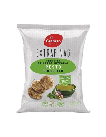 Extrafinas tortitas de arroz integral pesto sin gluten 60 g El Granero Integral