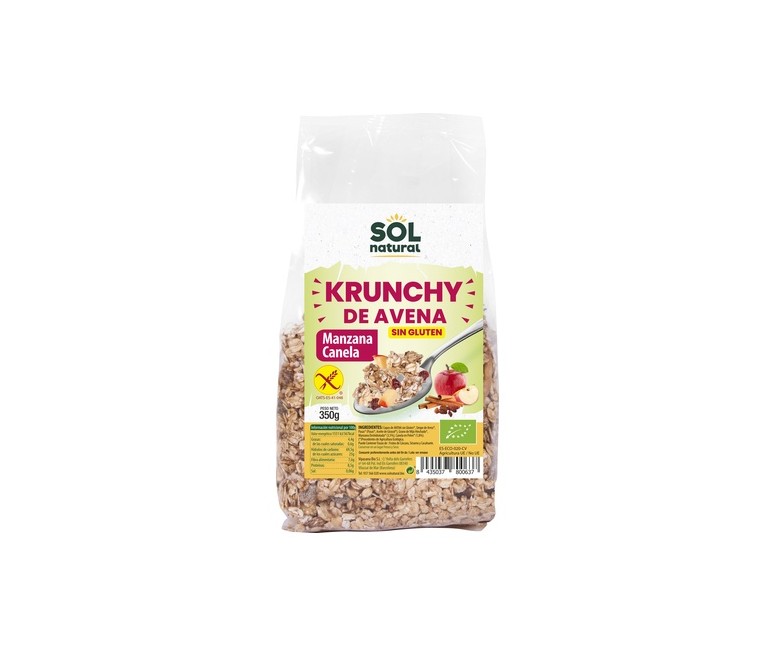 Muesli krunchy de avena sin gluten con manzana y canela Bio 350 g Sol Natural