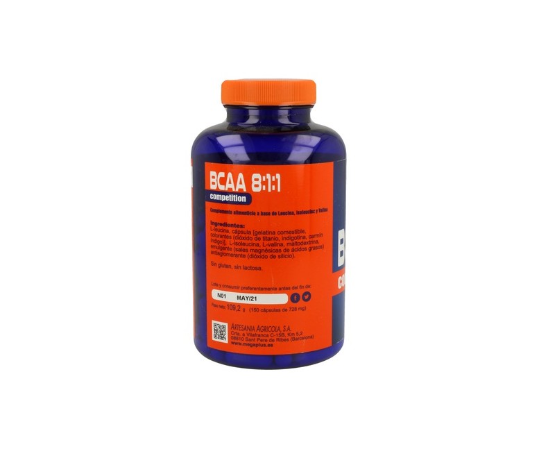 Bcaa 8:1:1 Competition 150 cápsulas Mega Plus
