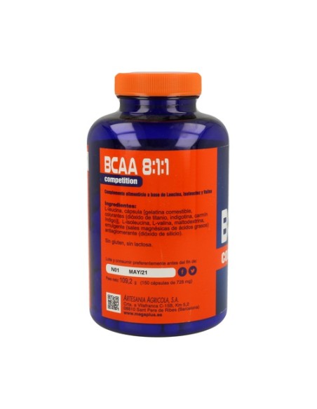 Bcaa 8:1:1 Competition 150 cápsulas Mega Plus