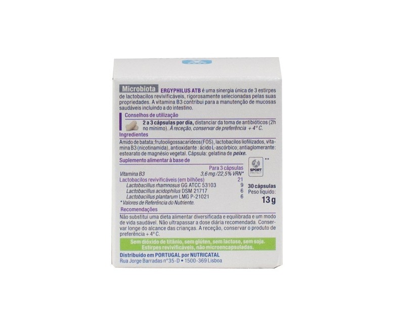 Ergyphilus ATB probiótico 30 cápsulas Nutergia