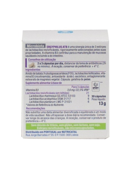 Ergyphilus ATB probiótico 30 cápsulas Nutergia