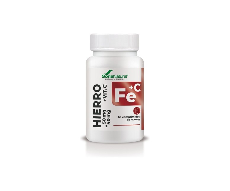 Hierro con Vitamina C liberación sostenida 60 comprimidos de 1000mg Soria Natural