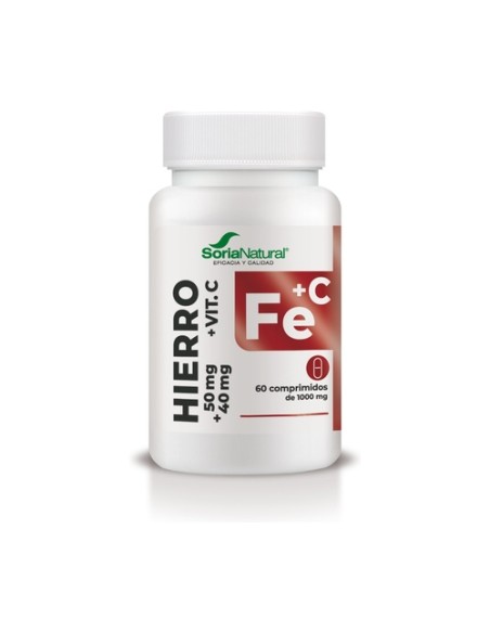 Hierro con Vitamina C liberación sostenida 60 comprimidos de 1000mg Soria Natural