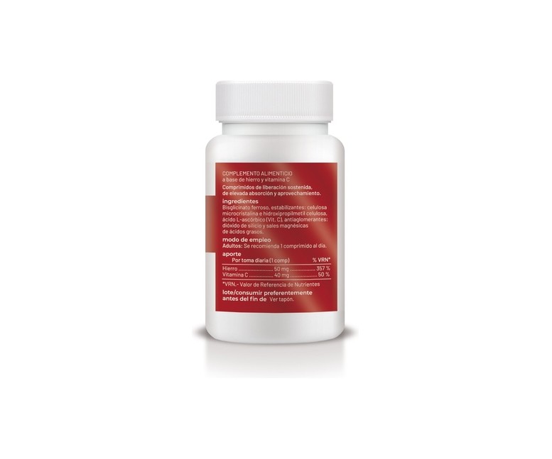 Hierro con Vitamina C liberación sostenida 60 comprimidos de 1000mg Soria Natural