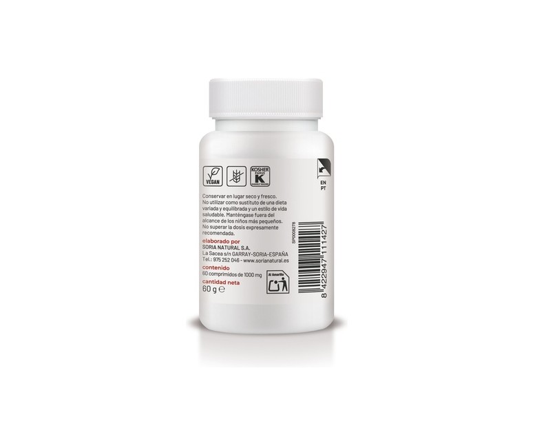 Hierro con Vitamina C liberación sostenida 60 comprimidos de 1000mg Soria Natural