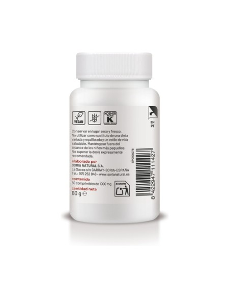 Hierro con Vitamina C liberación sostenida 60 comprimidos de 1000mg Soria Natural