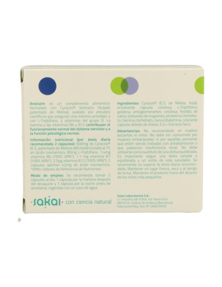 Ansicalm 30 cápsulas Sakai