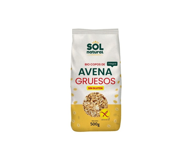 Copos de avena integral gruesos sin gluten Bio 500 g Sol Natural