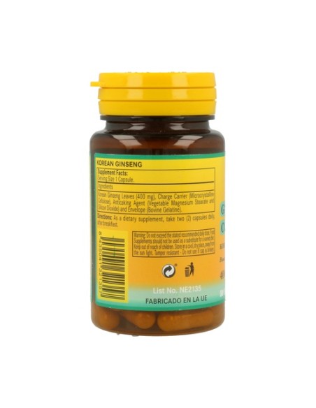 Ginseng Koreano 50 cápsulas de 400mg Nature essential