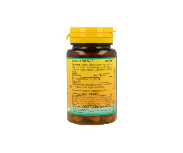 Ginseng Koreano 50 cápsulas de 400mg Nature essential