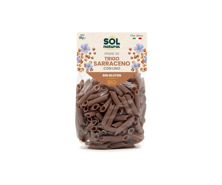 Macarrones de trigo sarraceno con lino sin gluten Bio 250 g Sol Natural