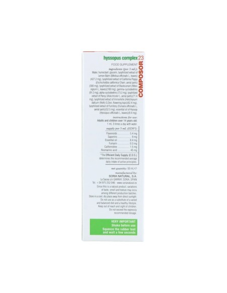 Composor 23 Hyssopus Complex Fórmula XXI 50 ml Soria Natural