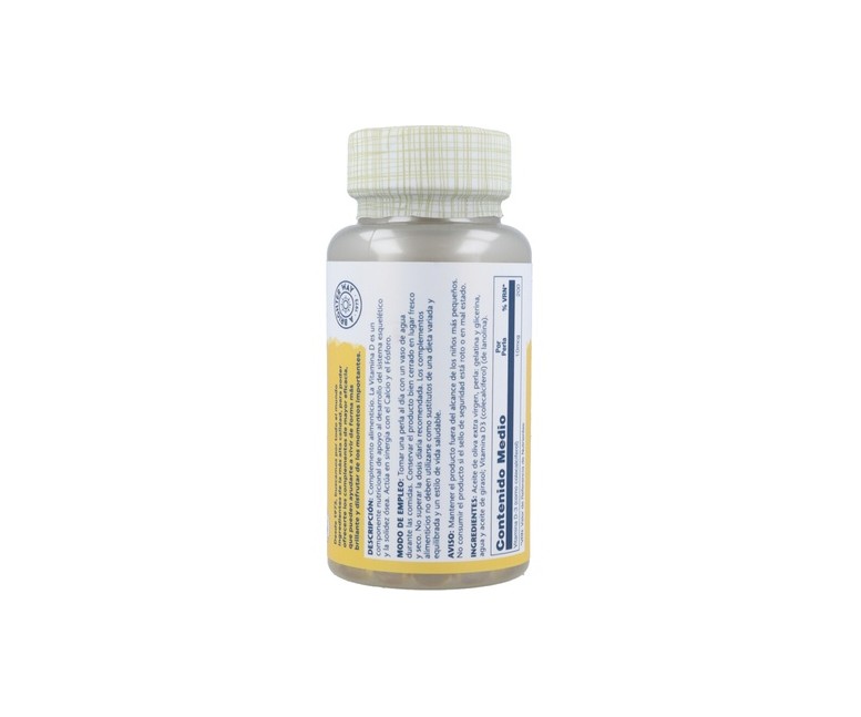 Vitamina D3 120 perlas Solaray