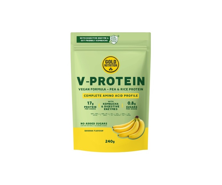 Proteína vegana sabor plátano 240 g de polvo (Plátano) Gold Nutrition