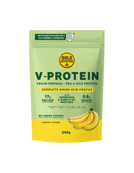 Proteína vegana sabor plátano 240 g de polvo (Plátano) Gold Nutrition