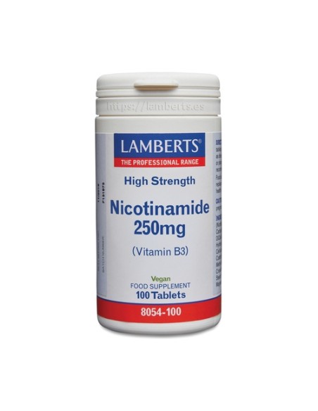 Nicotinamida 250mg (vitamina B3) 100 tabletas Lamberts