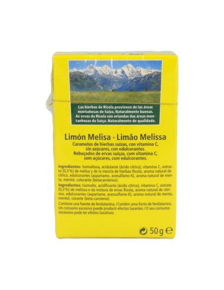 Caramelos de limón y melisa sin azúcar 50 g Ricola