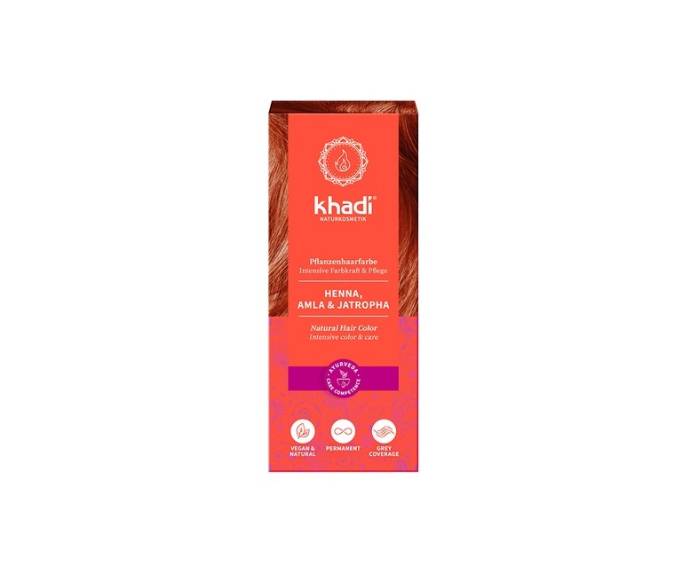 Henna natural con Amla y Jatropha 100 g (Rojo) Khadi