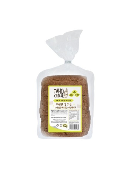Pack Pan de molde integral omega con lino, girasol y calabaza 6 unidades de 400 g Taho Cereal