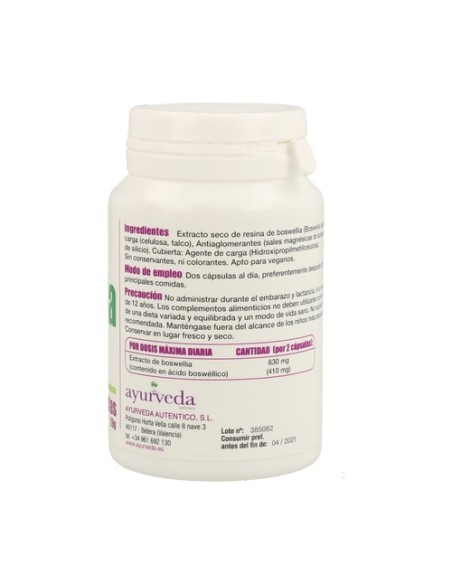 Boswellia 60 cápsulas de 205mg Ayurveda