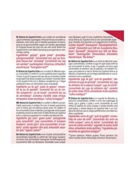 Superfruit forte - concentrado de frutos rojos 500 ml Biotona