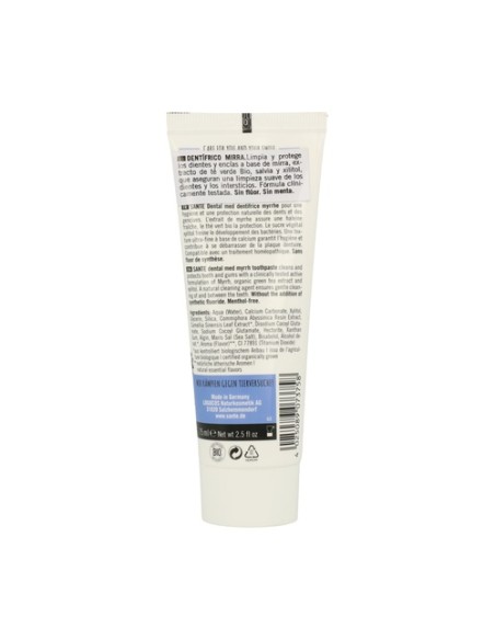 Dentífrico mirra y té verde bio sin flúor 75 ml Sante