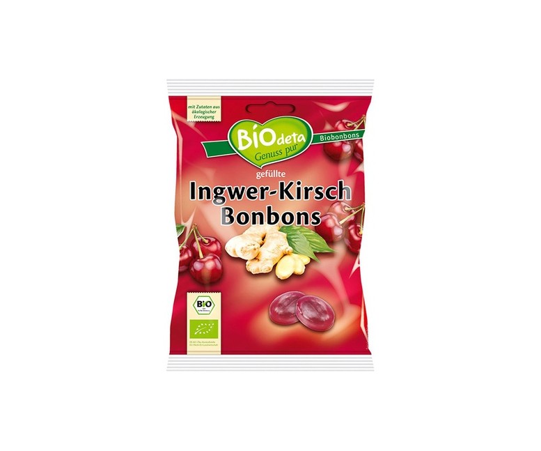 Biodeta Caramelos rellenos jengibre y cereza 75 g Biocop