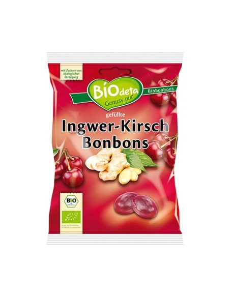 Biodeta Caramelos rellenos jengibre y cereza 75 g Biocop